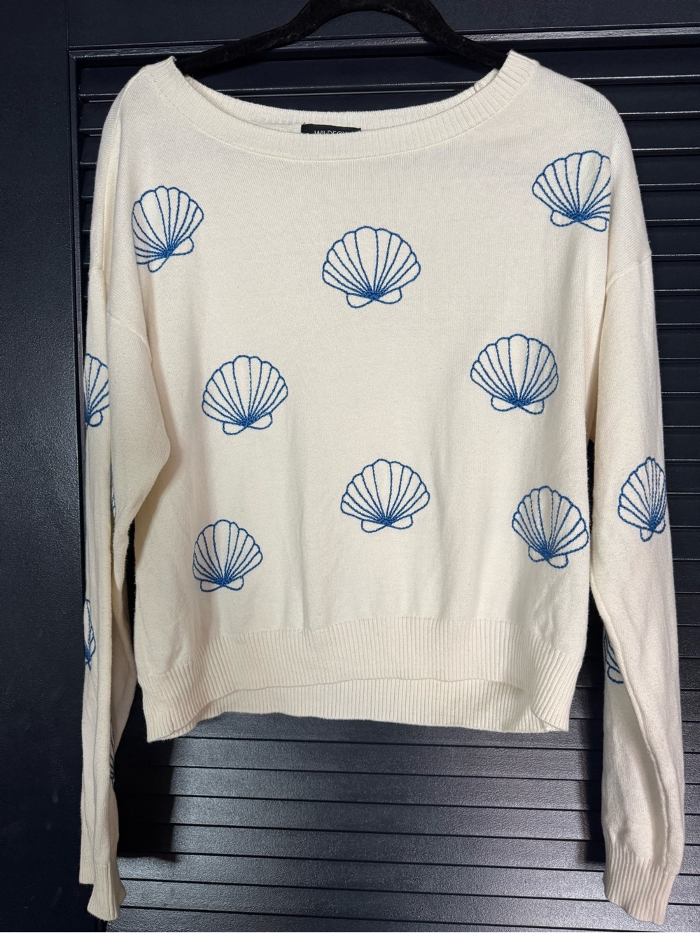 Wildfox Seashell Embroidered Coastal Sweater M